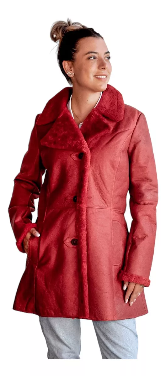 CAMPERA DE CUERO DE OVEJA DE MUJER ROJA  MODELO: SOL.F