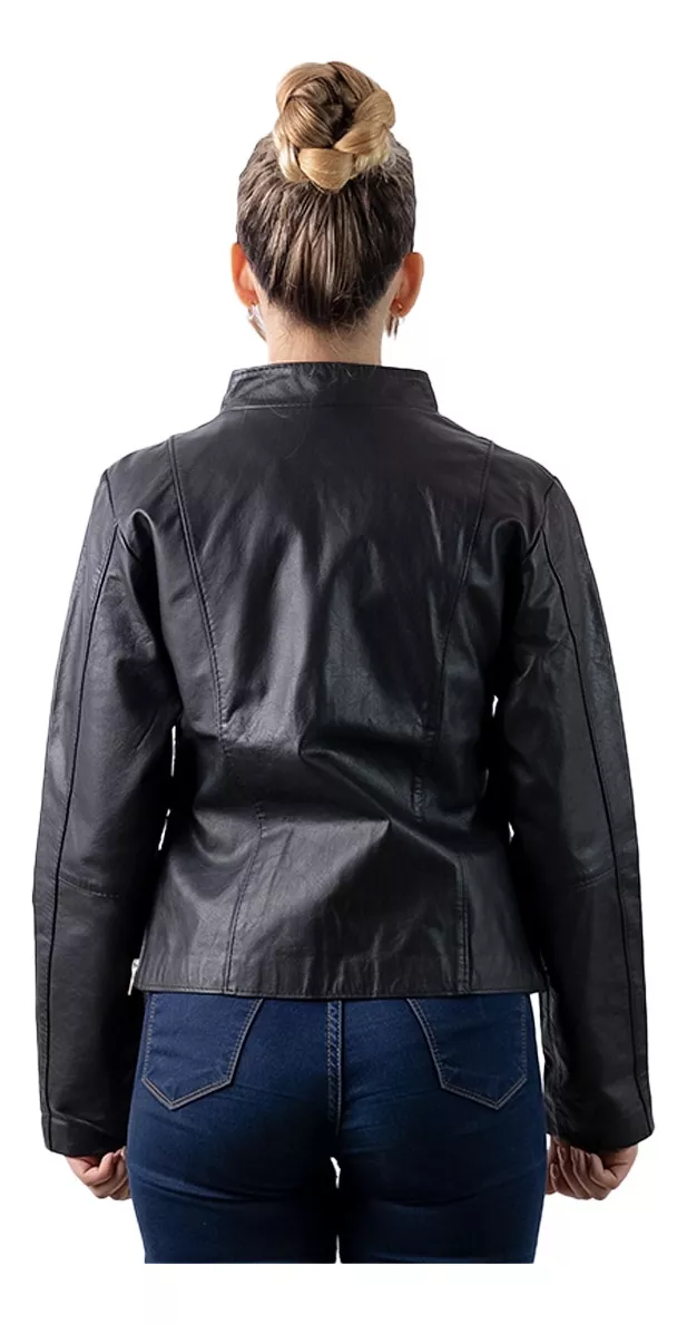 CAMPERA DE CUERO VACUNO 100% DE MUJER BLANCA TIZA  142 