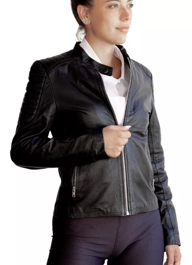 CAMPERA DE CUERO VACUNO 100% DE MUJER ROJA BORDO  LORE