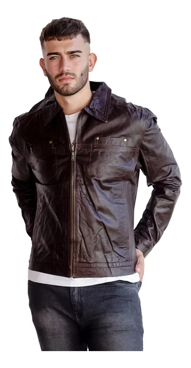 CAMPERA DE CUERO VACUNO 100% LEGITIMO DE HOMBRE  ART: MOTO