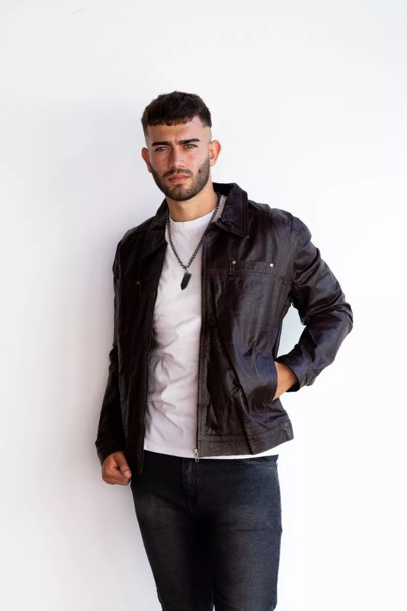 CAMPERA DE CUERO VACUNO 100% LEGITIMO DE HOMBRE  ART: MOTO