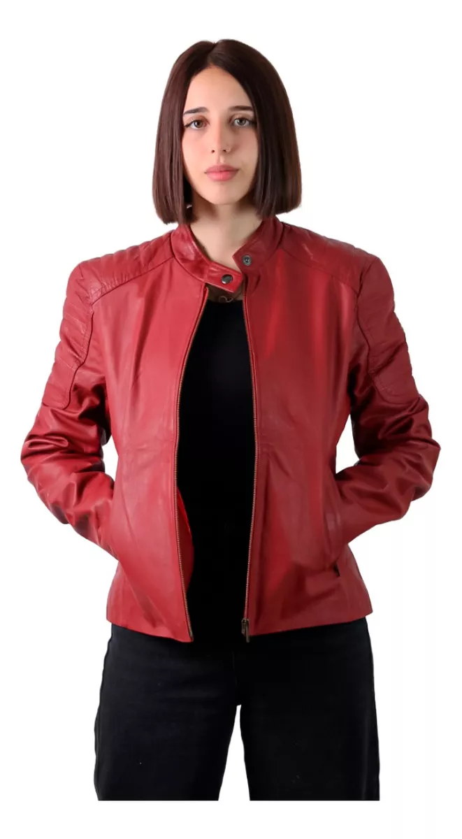 CAMPERA DE CUERO VACUNO 100% LEGITIMO DE MUJER AZUL  LORE