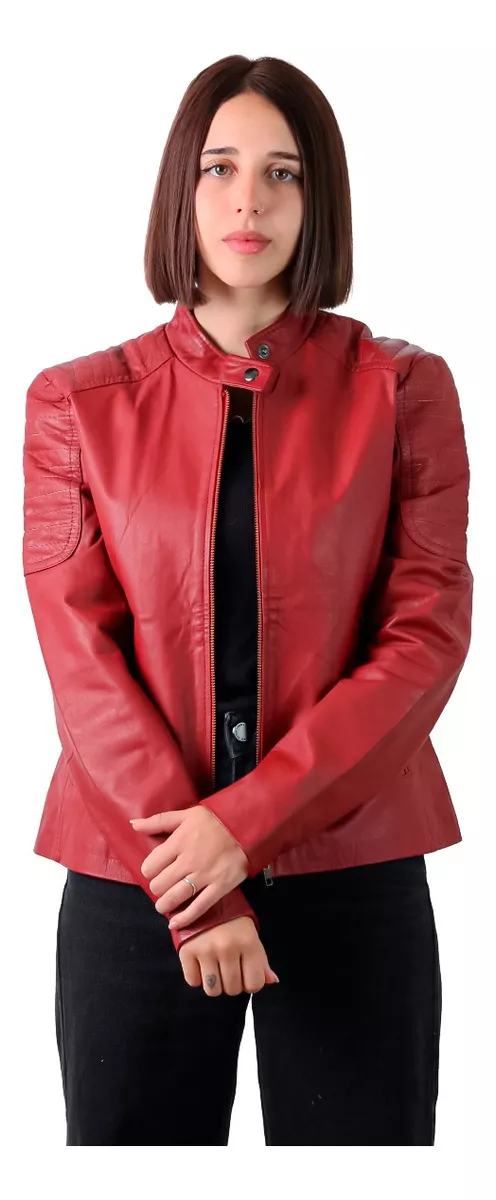 CAMPERA DE CUERO VACUNO 100% LEGITIMO DE MUJER AZUL  LORE