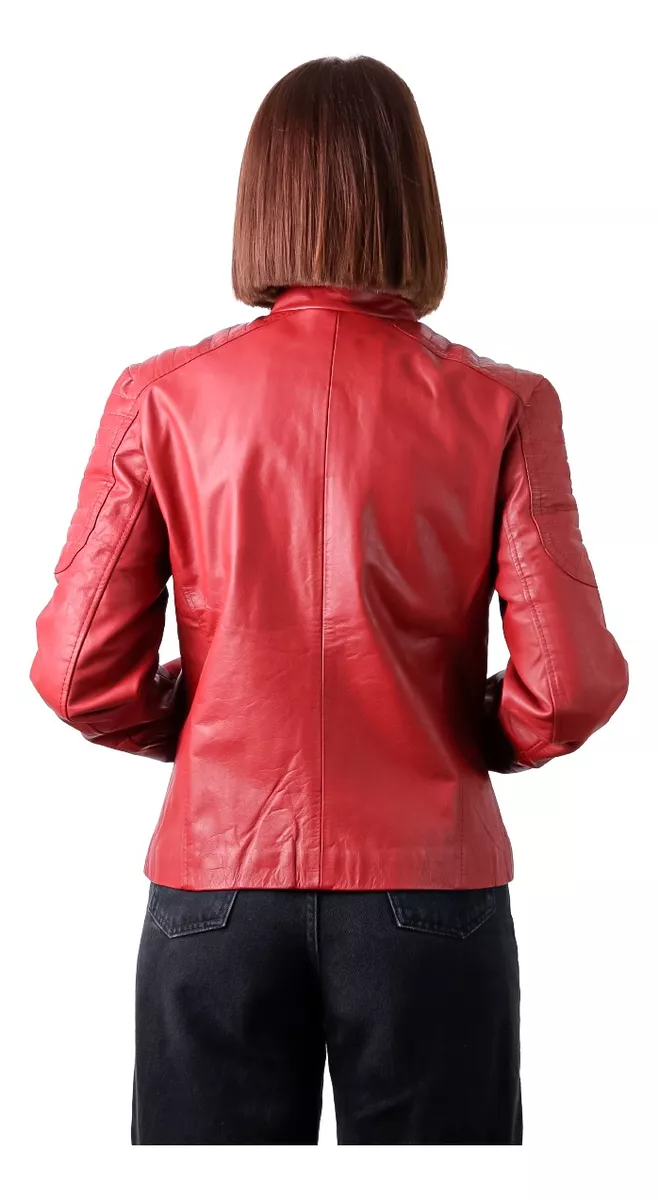 CAMPERA DE CUERO VACUNO 100% LEGITIMO DE MUJER AZUL  LORE