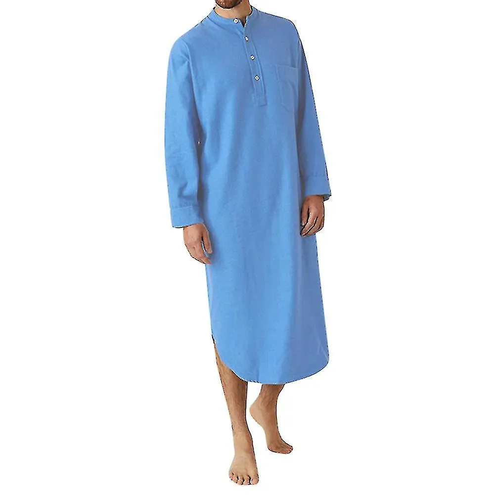 Capucha para hombre Camisa de dormir de una pieza Camisa de algodón Ropa de dormir suave Pijama de camisón liso