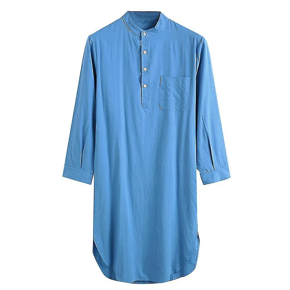 Capucha para hombre Camisa de dormir de una pieza Camisa de algodón Ropa de dormir suave Pijama de camisón liso