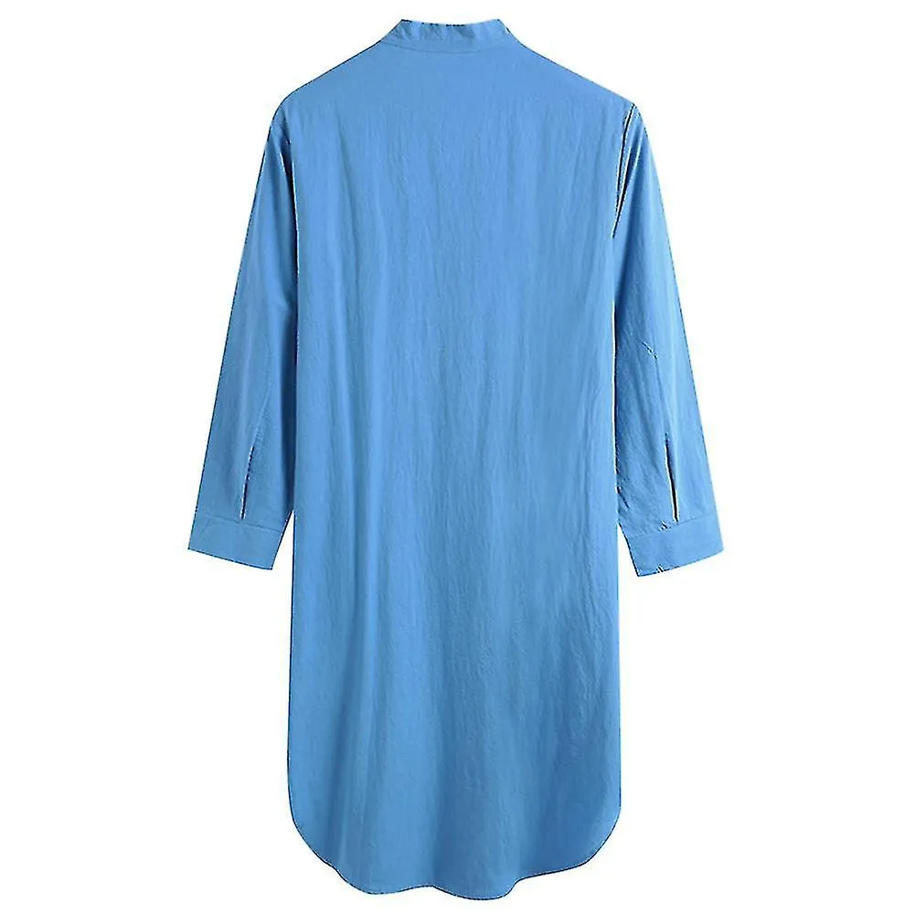 Capucha para hombre Camisa de dormir de una pieza Camisa de algodón Ropa de dormir suave Pijama de camisón liso