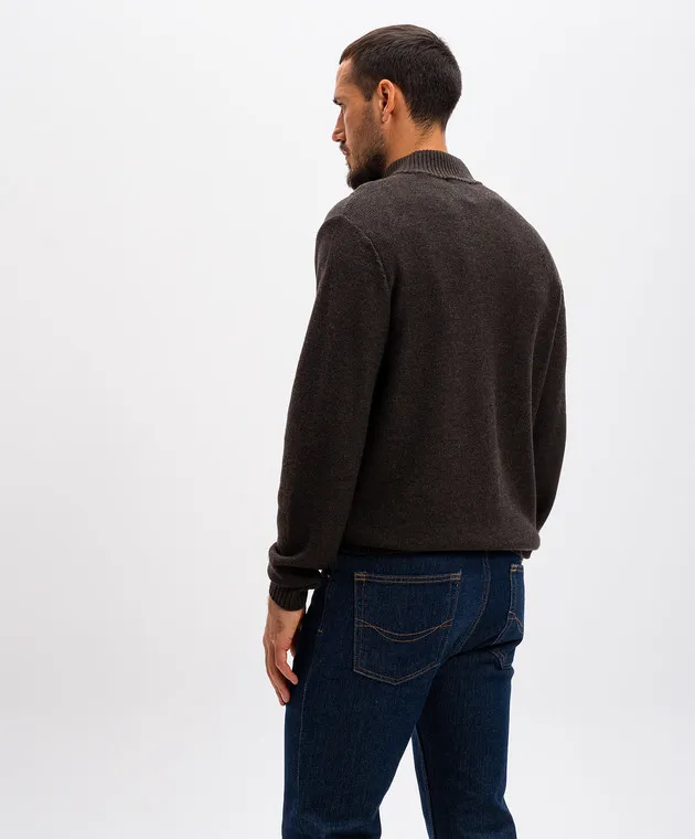 Cashmere&Whiskey Brown patterned merino wool sweater