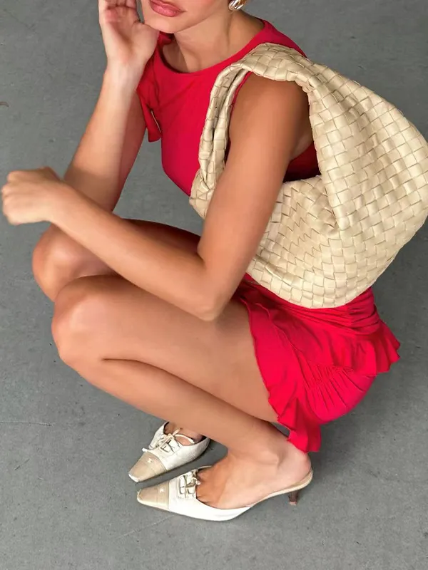 Chaleco sexy cómodo de moda Color sólido de dos piezas