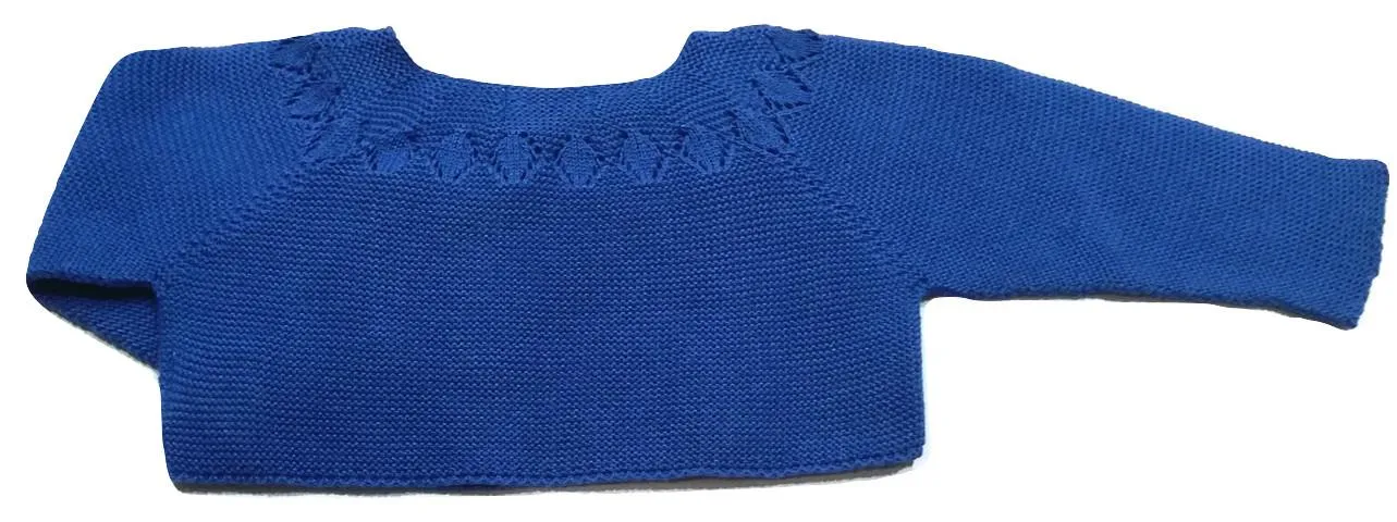 CHAQUETA NIÑA PUNTO VERANO CALADOS  AZUL AZULINA