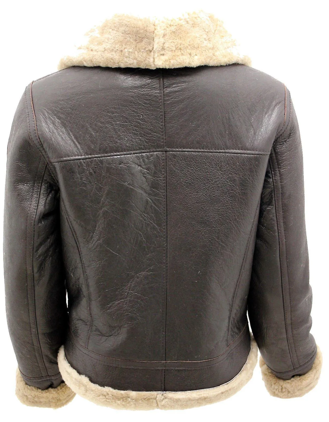 Chaqueta voladora de cuero de piel de oveja marrón B3 para mujer