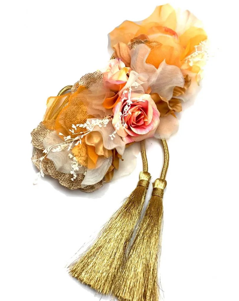 CINTURONES NARANJAS CON FLORES BONITAS PARA INVITADA DE BODA