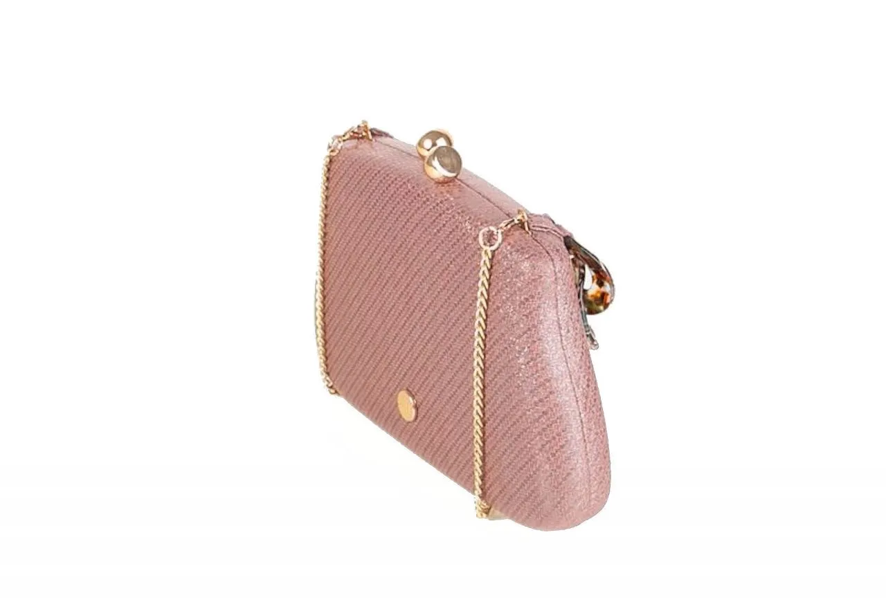 Clutch Maquillaje Asa Mano Eslabones Carey Estampado