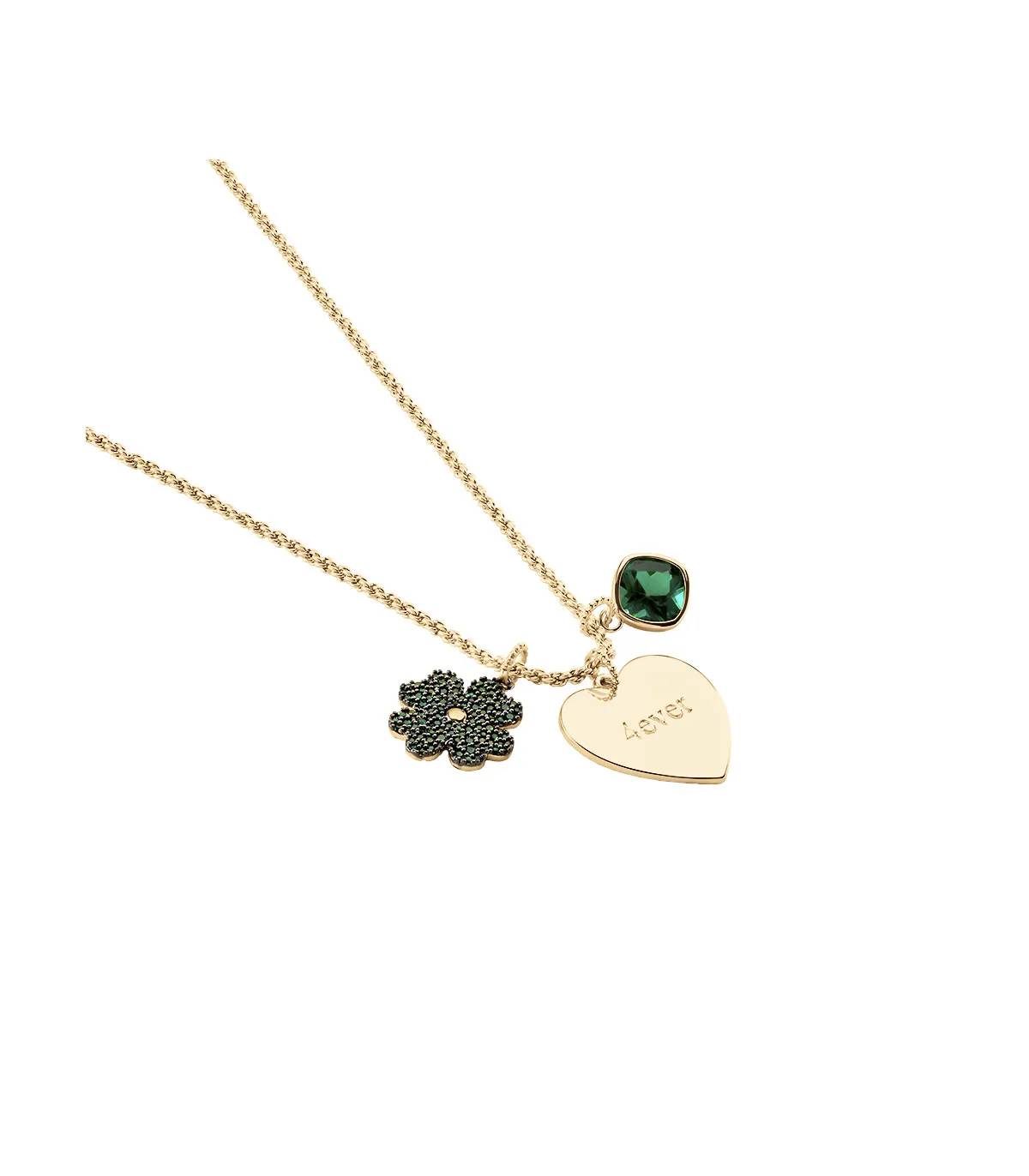 COLGANTE AGATHA TRéBOL PAVé VERDE ACABADO DORADO  2880033658TU