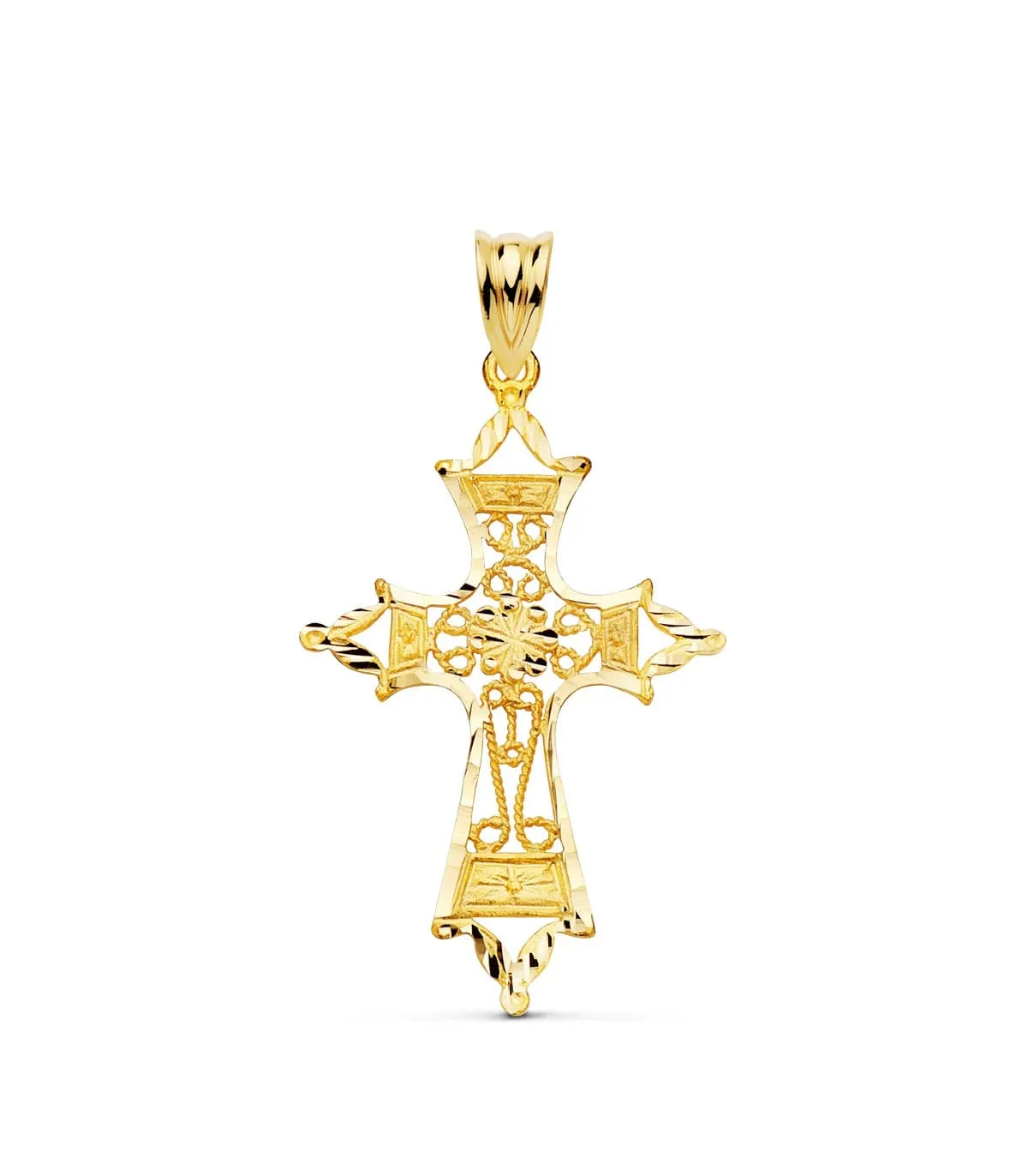 Colgante Oro 18K Cruz Filigrana 37 mm