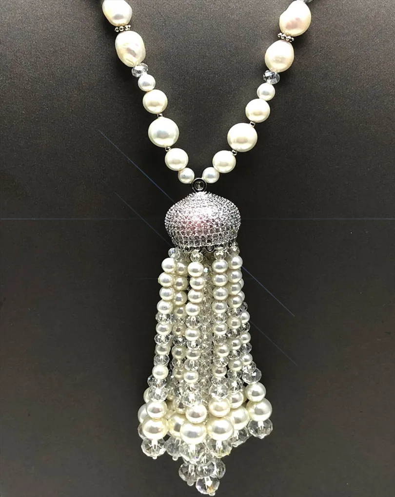 COLLARES DE PERLAS CON FABULOSA CASCADA HECHOS A MANO 
