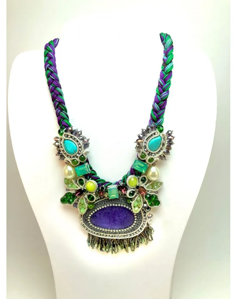 COLLARES GRANDES DE FIESTA EN PIEDRA NATURAL Y CRISTALES DE SWAROSKI