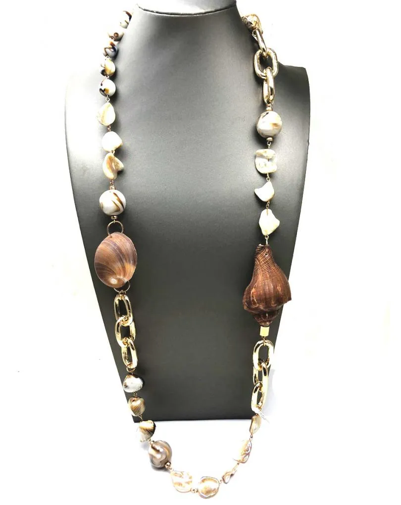 COLLARES LARGOS CON NACAR Y CONCHAS MARINAS GRANDES
