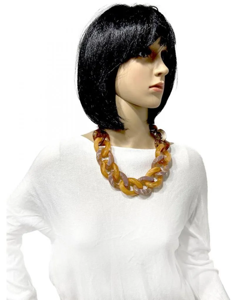 COLLARES MUJER DE ESLABONES GRANDES EN ESTE BONITO TONO ANARANJADO