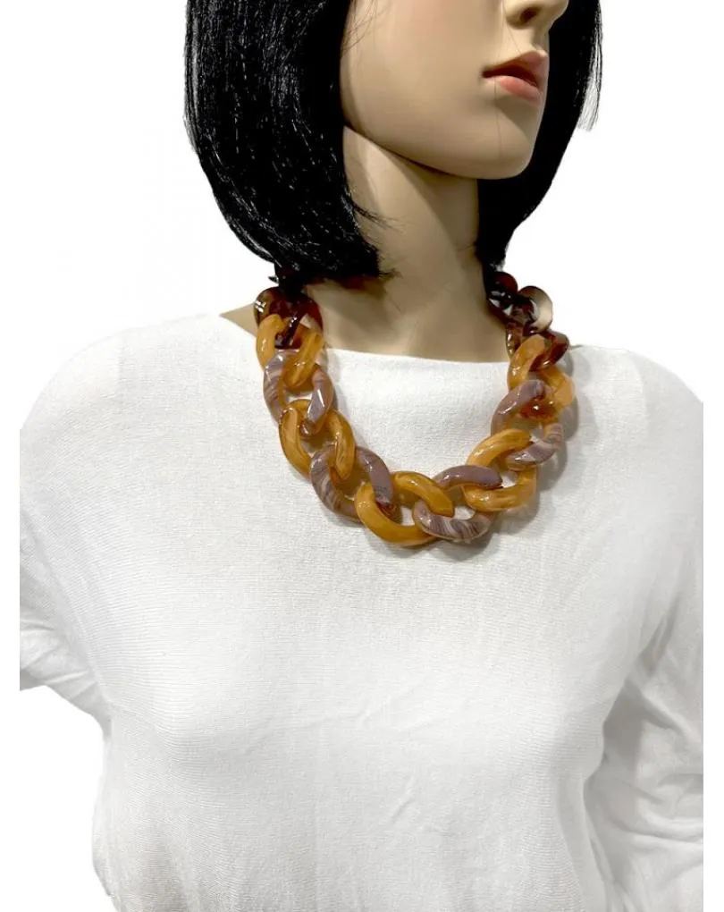 COLLARES MUJER DE ESLABONES GRANDES EN ESTE BONITO TONO ANARANJADO