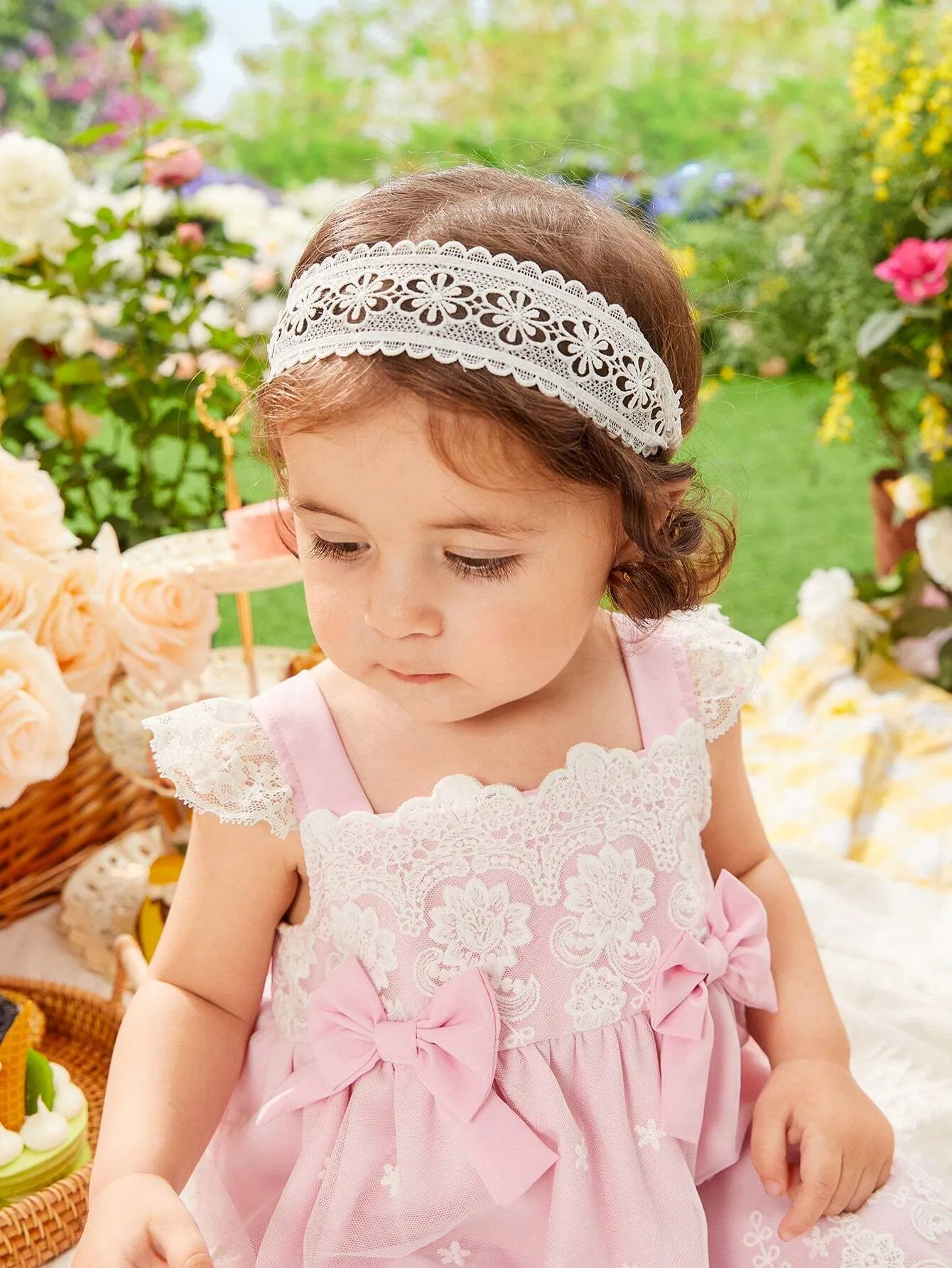 Conjunto Encaje Beige Diademas para niñas