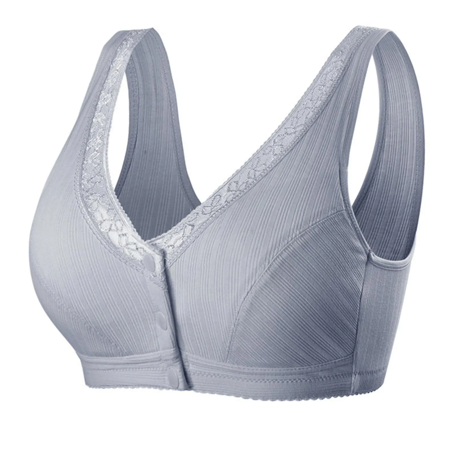 Cómodo sujetador de algodón de talla grande con botón frontal ropa interior inalámbrica para mujer transpirable sin costuras