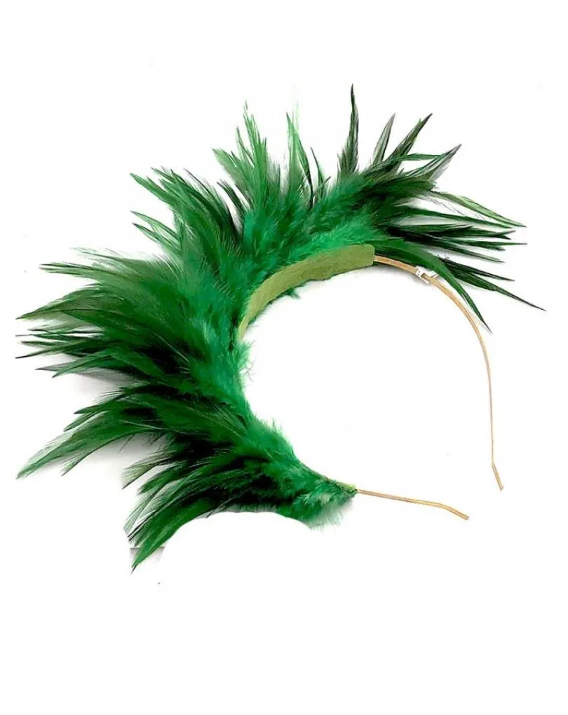 DIADEMAS BODA DE PLUMAS VERDES DISEÑO VINTAGE SOFISTICADO