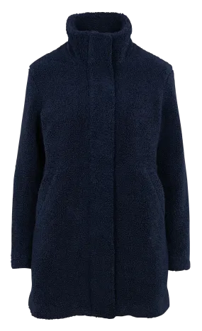 DIANA - Chaqueta larga recta cuello alto en azul