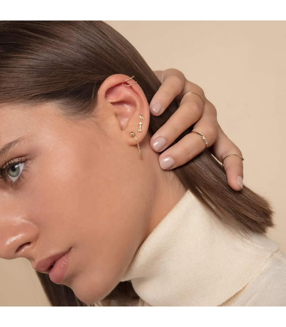 Ear Cuff Oro 18K Sand Twist