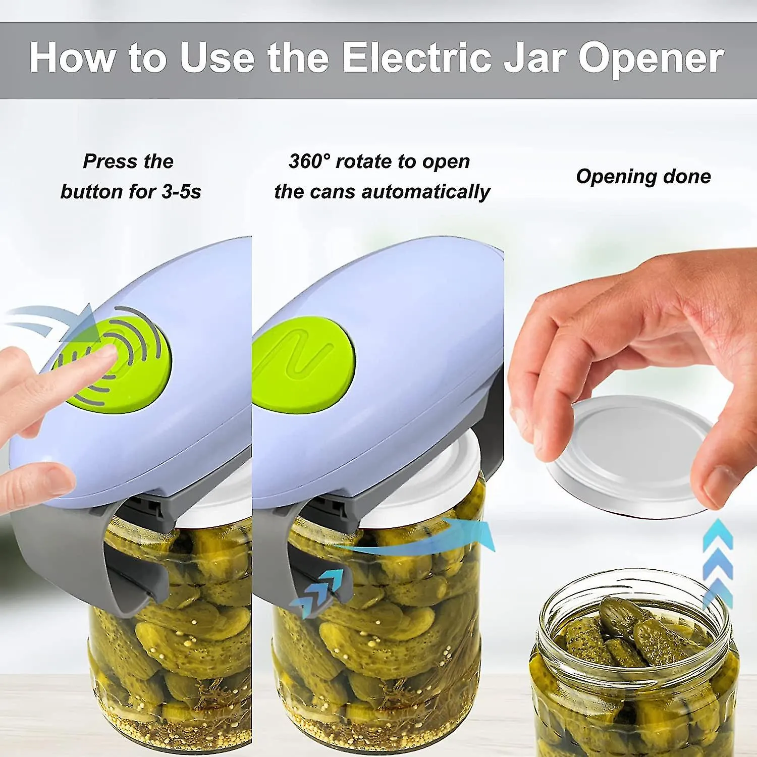 Electric Jar Opener For Weak Hands/seniors With Arthritis Kitchen Gadget One Touch Automatic Jar Opener Restaurant Higher Torque