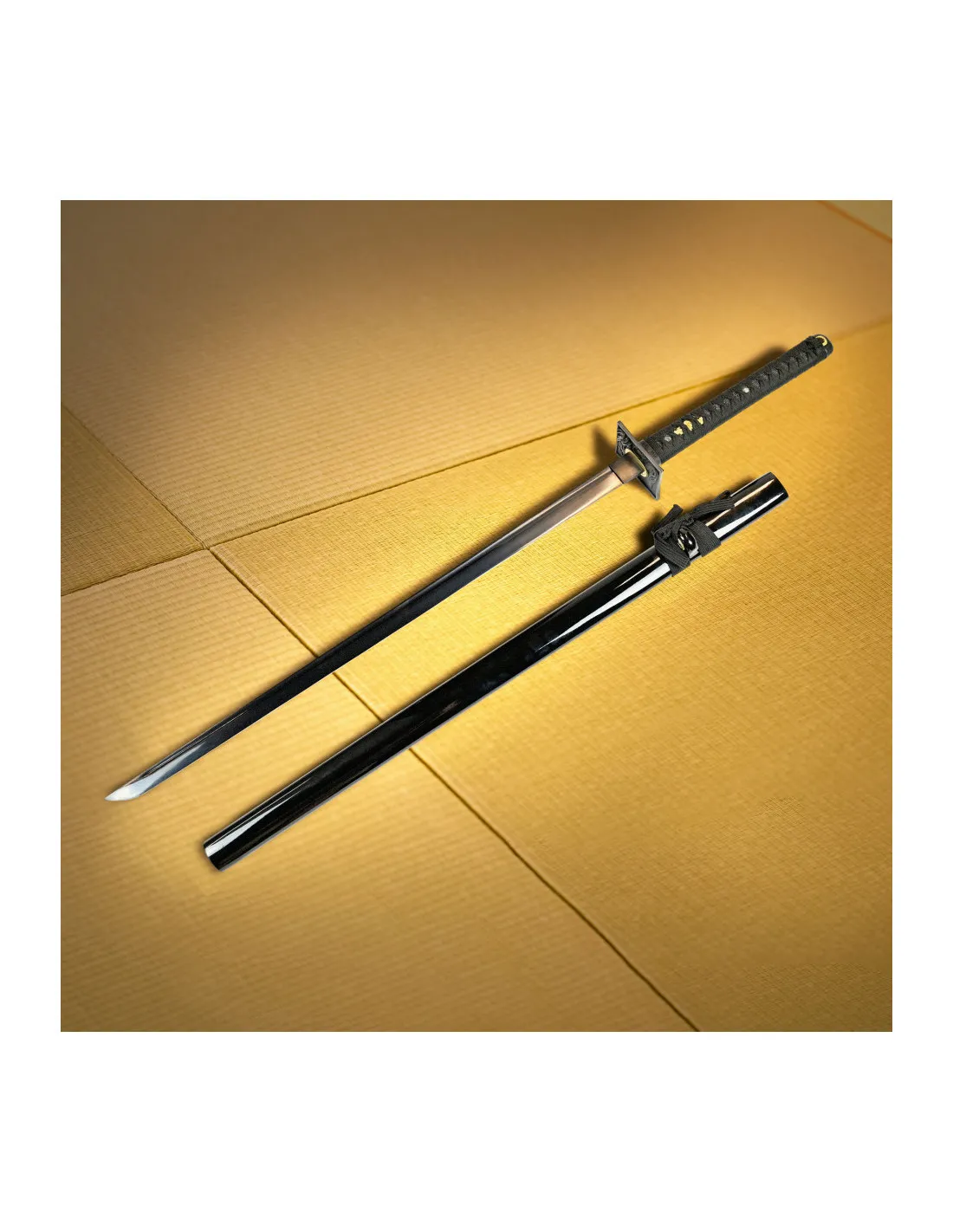 Espada Ninjato forjada a mano Black Damaskus