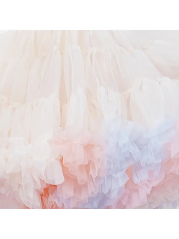 Falda para Niñas PettiSkirt Cream Rainbow