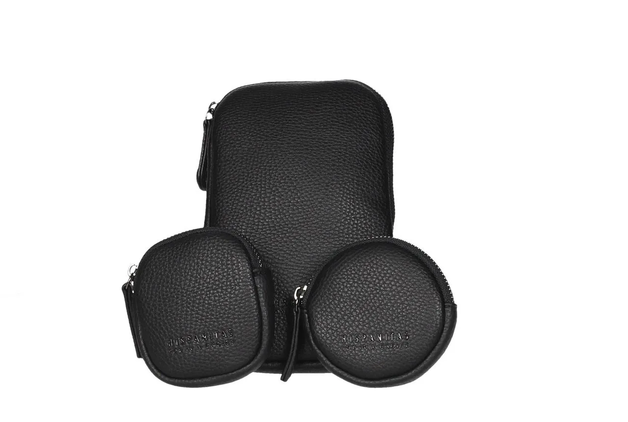 Funda De Movil Negra Con Dos Monederos Colgantes
