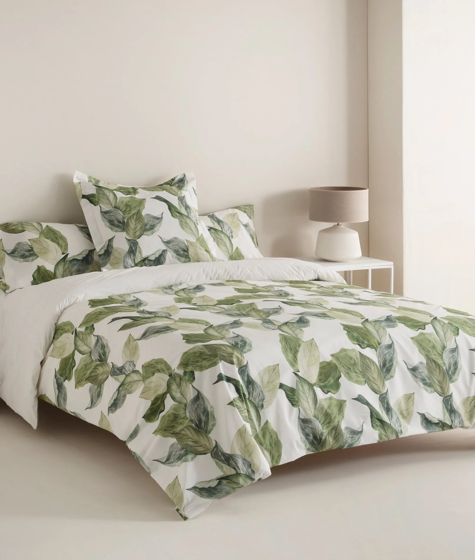 FUNDA NóRDICA REVERSIBLE PERCAL 200H CAMA 135  HOJAS GRANDES