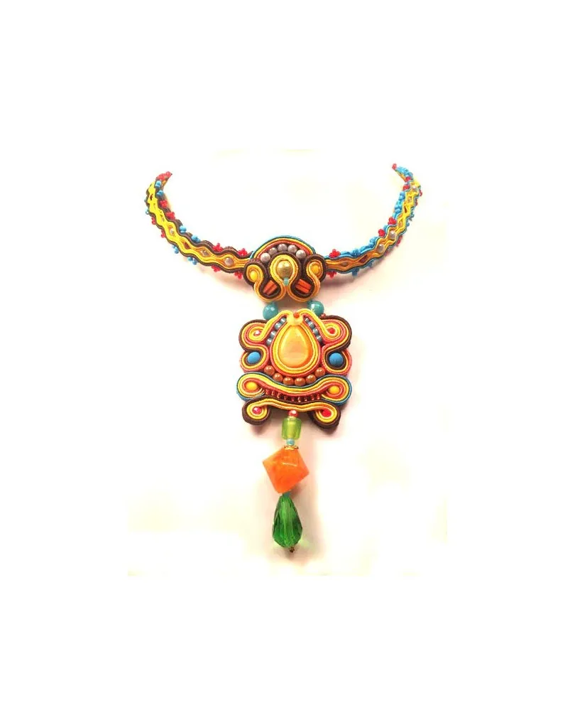GARGANTILLA DE DISEÑO SOUTACHE,PEQ CONJUNTO NARANJA