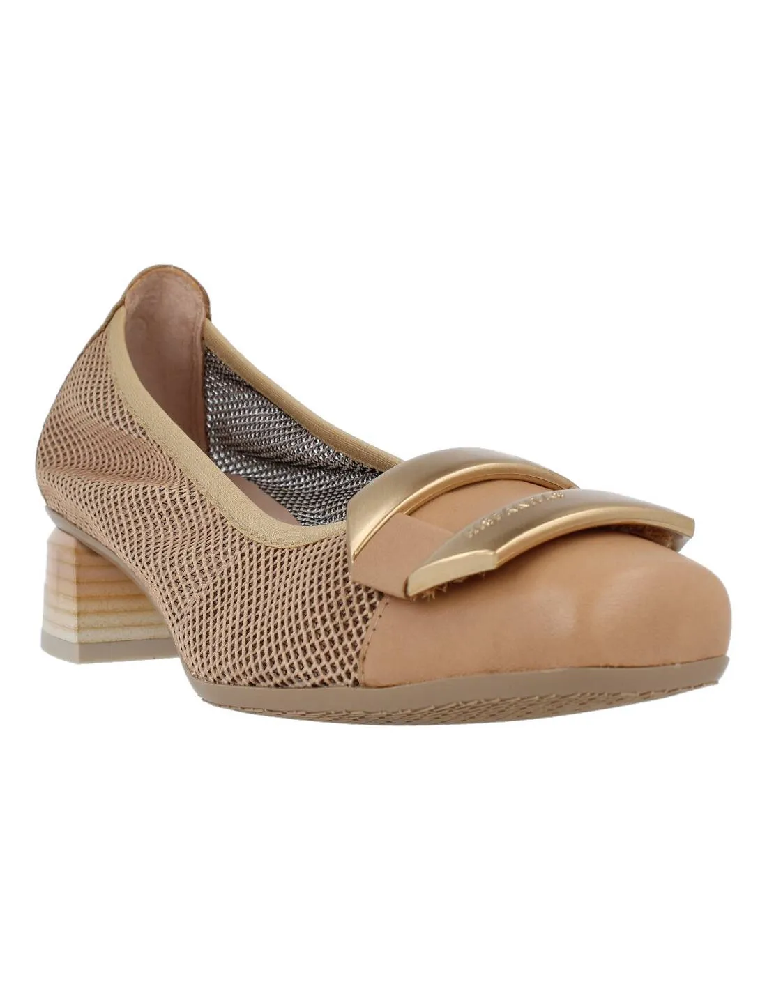 HISPANITAS  BAILARINA TACóN BROCHE REJILLA DESERT