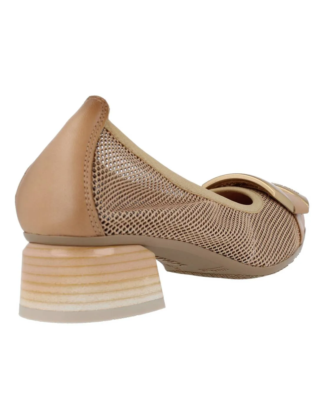 HISPANITAS  BAILARINA TACóN BROCHE REJILLA DESERT