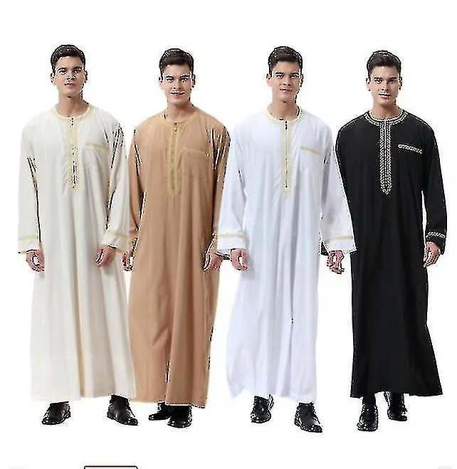 Hombres Mu Saudi Robe Kaftan Dubai Túnica Blusa Larga Top Thobe Ropa