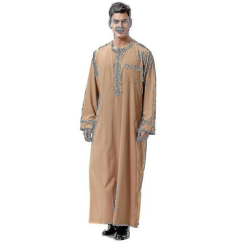 Hombres Mu Saudi Robe Kaftan Dubai Túnica Blusa Larga Top Thobe Ropa