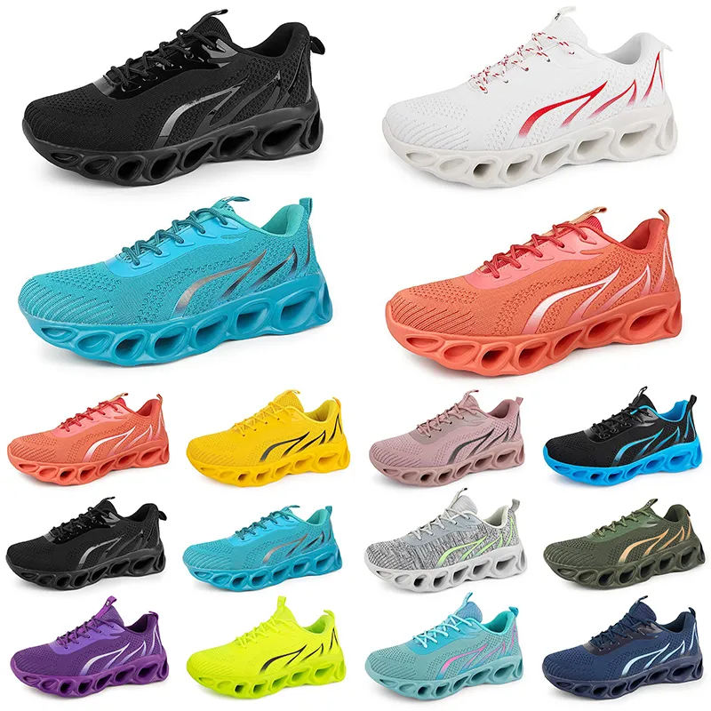 Hombres Mujeres Zapatos para correr Moda Entrenador Triple Negro Blanco Rojo Amarillo Púrpura Verde Azul Melocotón Teal Púrpura 