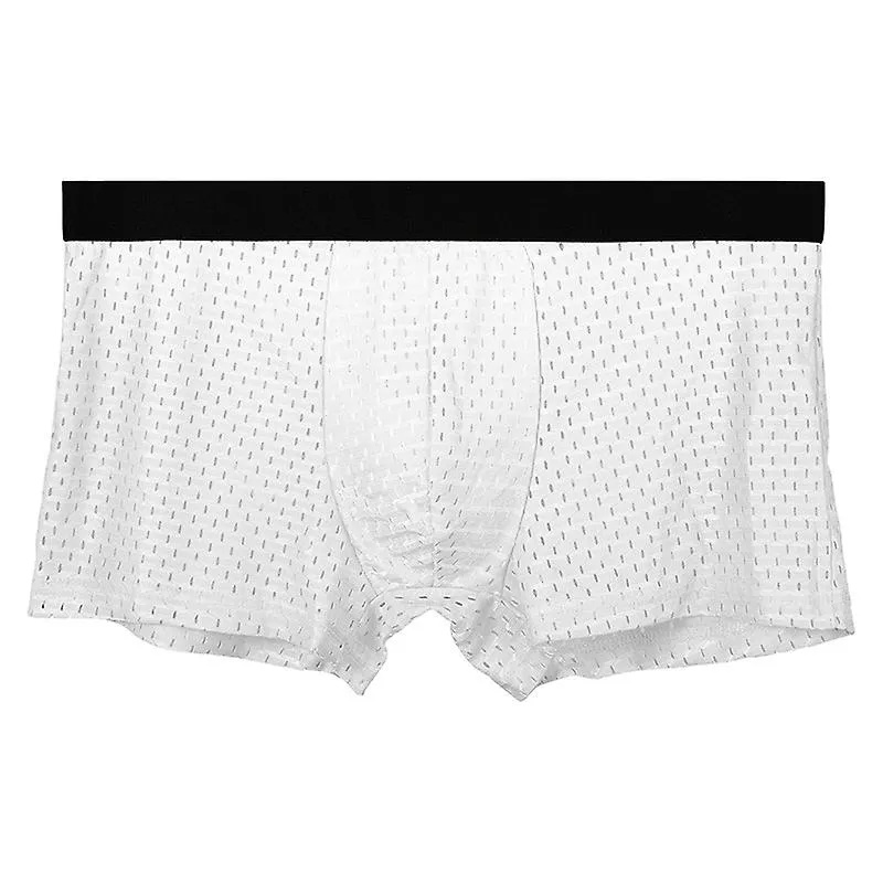 Hombres S Boxers Ropa Interior Sexy Hombres Hielo Seda Malla Bragas Transpirable U Convexa Bolsa Calzoncillos Masculino Boxer Sh