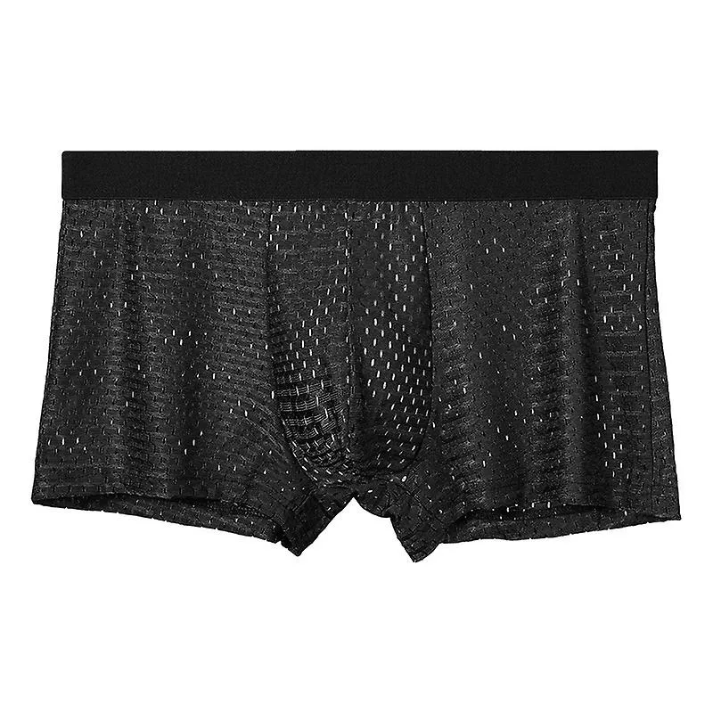 Hombres S Boxers Ropa Interior Sexy Hombres Hielo Seda Malla Bragas Transpirable U Convexa Bolsa Calzoncillos Masculino Boxer Sh