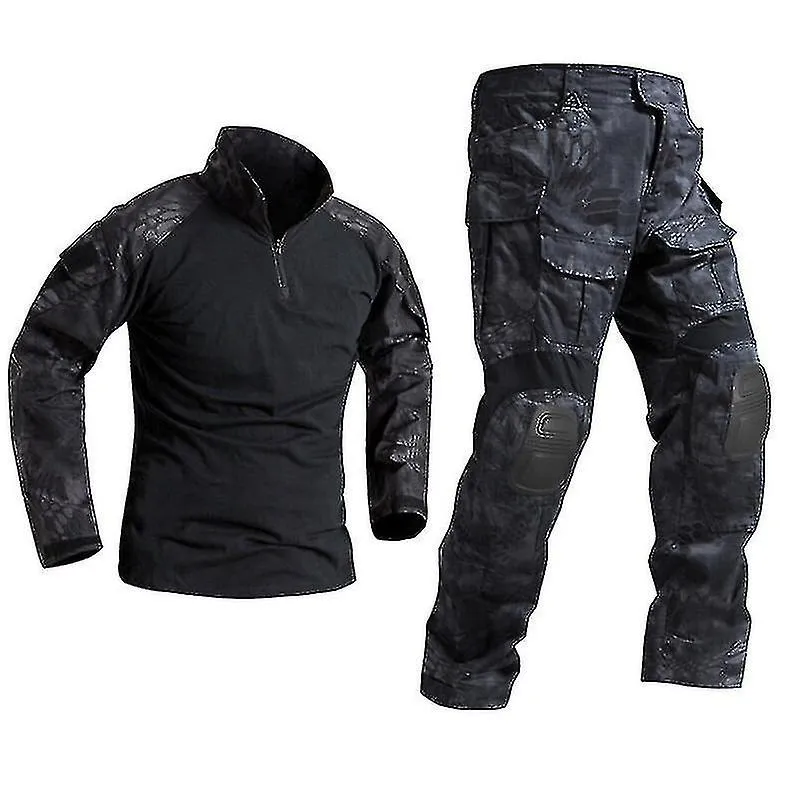 Hombres Uniforme táctico militar Camisa Pantalones de combate Traje con rodilleras Ropa del ejército Airsoft Paintball Camuflaje
