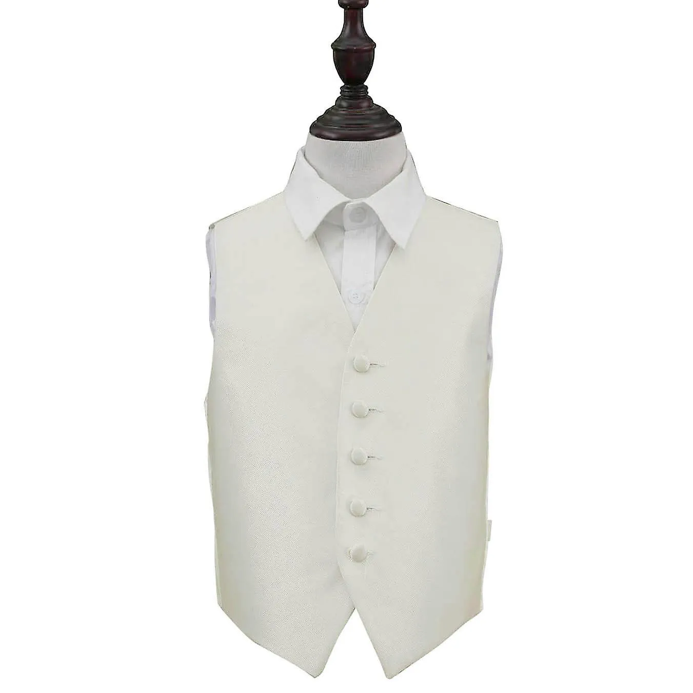 Ivory Solid Check Wedding Waistcoat for Boys