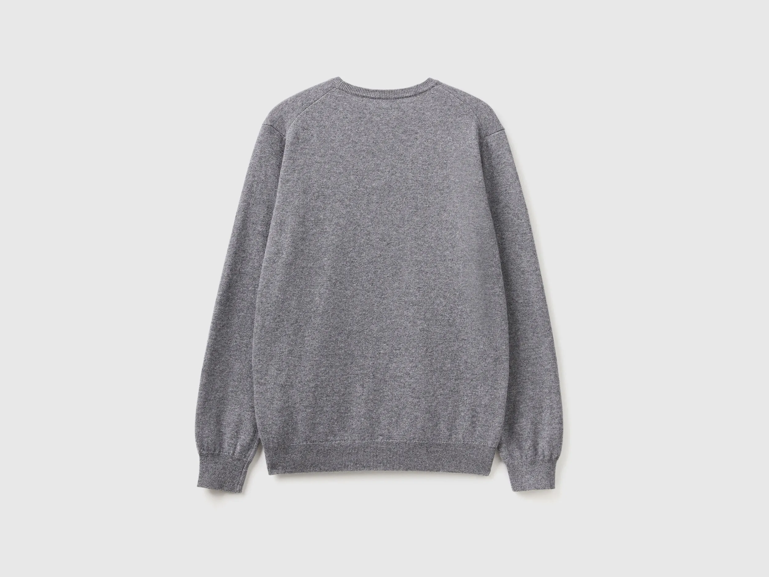 Jersey de cuello redondo gris oscuro de pura lana Merina