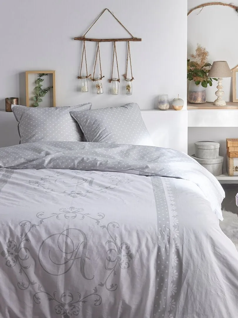 JUEGO DE CAMA REVERSIBLE  DOBLE  GRIS