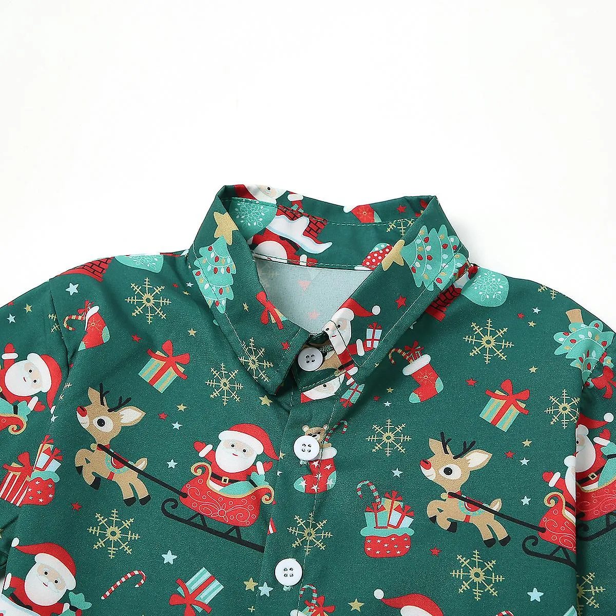 Juego de camisas navideñas de 2 piezas para tops y pantalones impresos para niños Ropa navideña