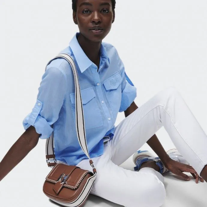 KARL LAGERFELD Karl Lagerfeld K/Saddle Whipstitch Bolso al hombro pequeño
