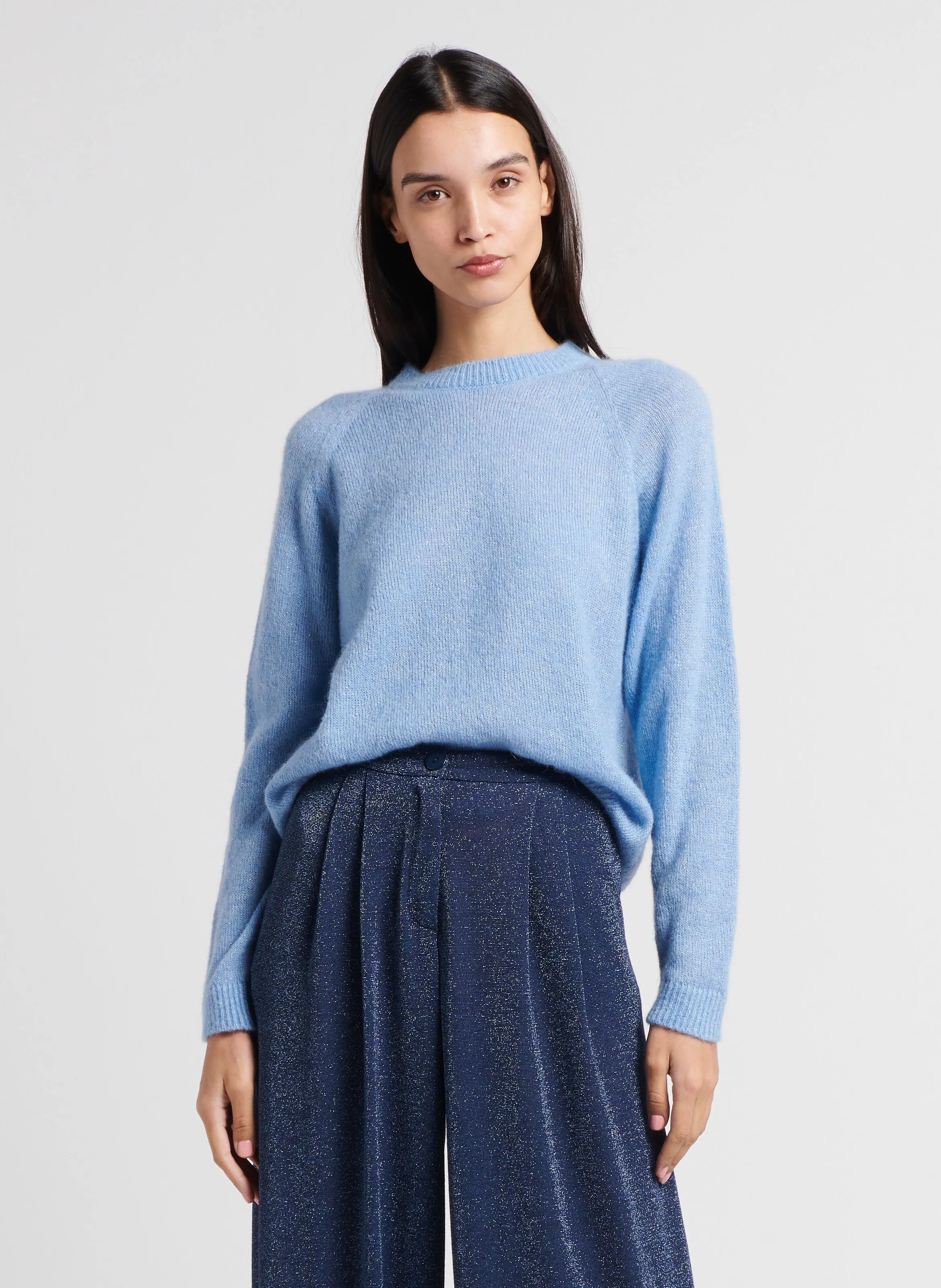KYO  SWEATER RECTO DE ALPACA MEZCLADA EN AZUL