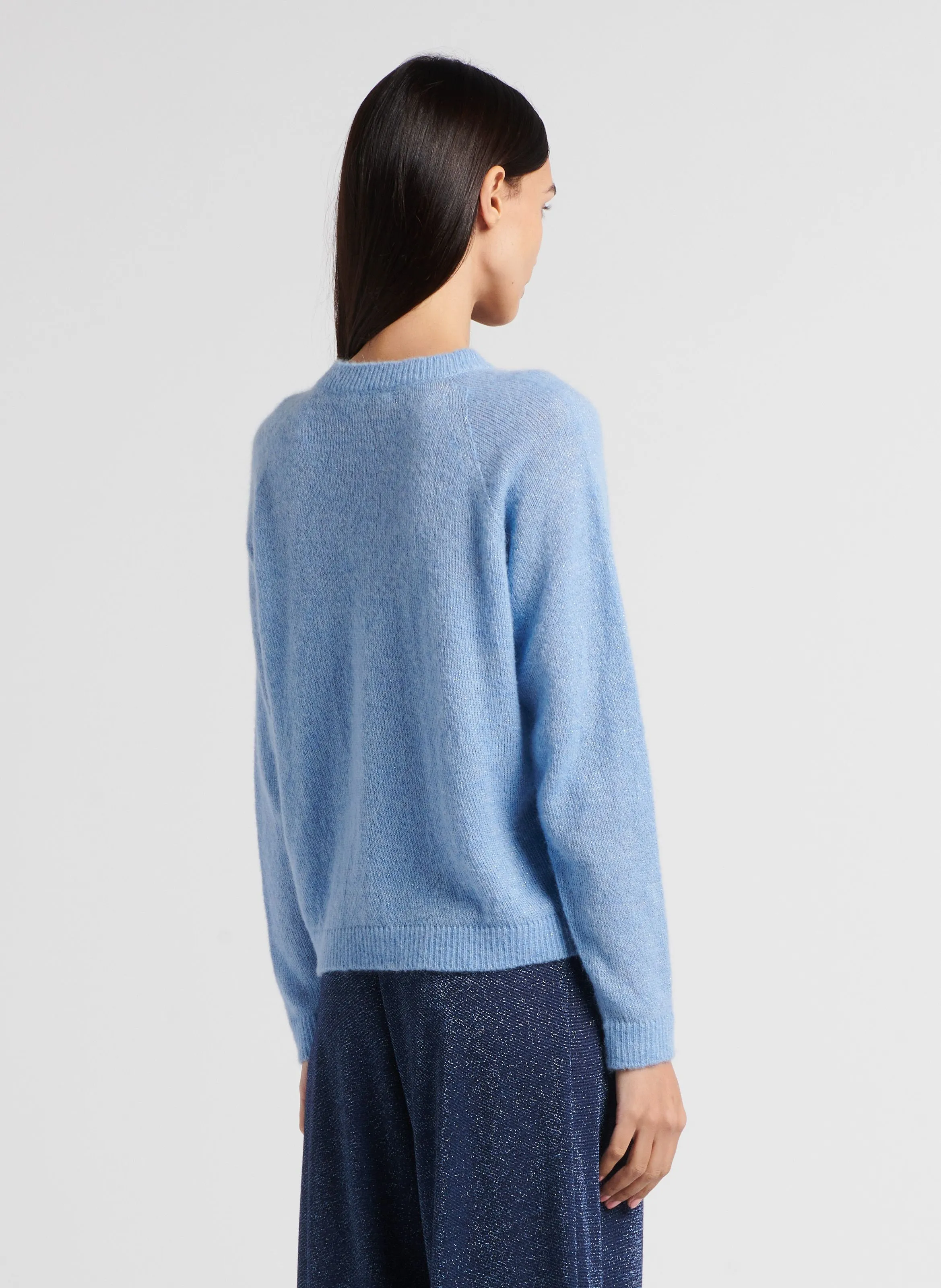 KYO  SWEATER RECTO DE ALPACA MEZCLADA EN AZUL